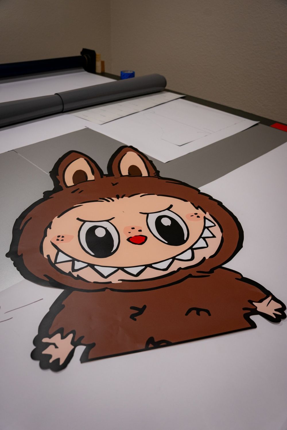 Printed custom character graphic laid out before install