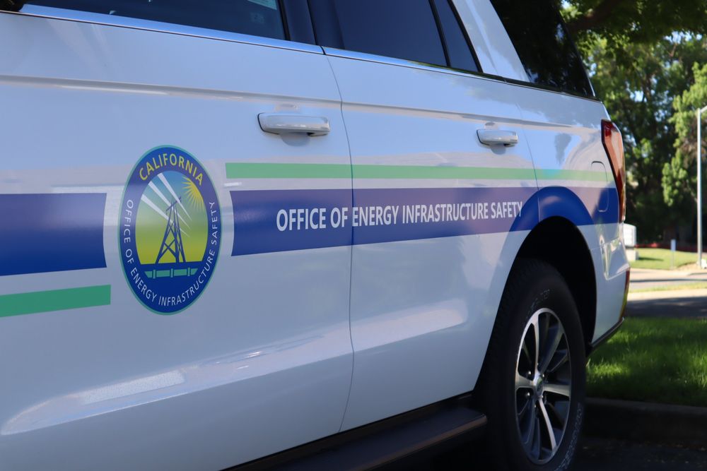 Close-up of the door seal decal on a California state agency Ford Expedition with custom decals by Drift Wraps in Rancho Cordova
