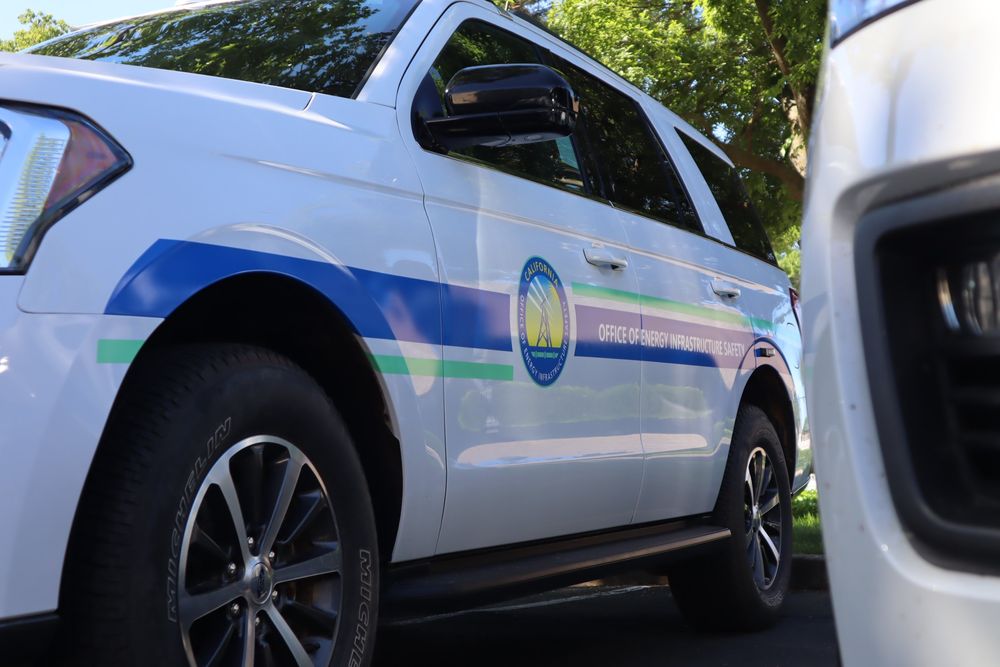 Stripe decals along the side of a California state agency Ford Expedition with custom decals by Drift Wraps in Rancho Cordova